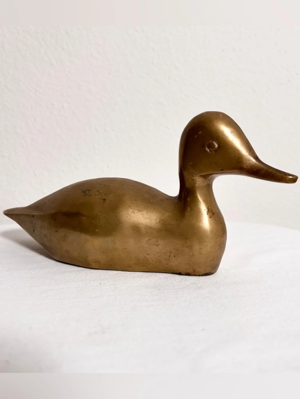 VTG Brass Coated Duck Sculpture Distressed Paper Weight Gold Decor Figurine